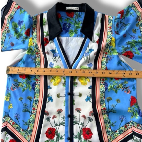 Alice + Olivia Conner Floral Scarf-Print Shirt Dress Size Large - Picture 9 of 13